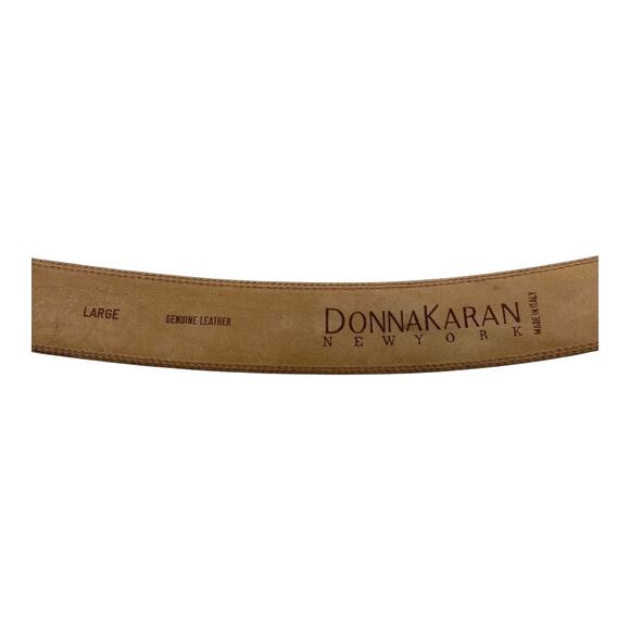 Donna Karan Co Vintage Italy Brown Leather with Gold Buckles Sz Lg Waist Belt main image 5
